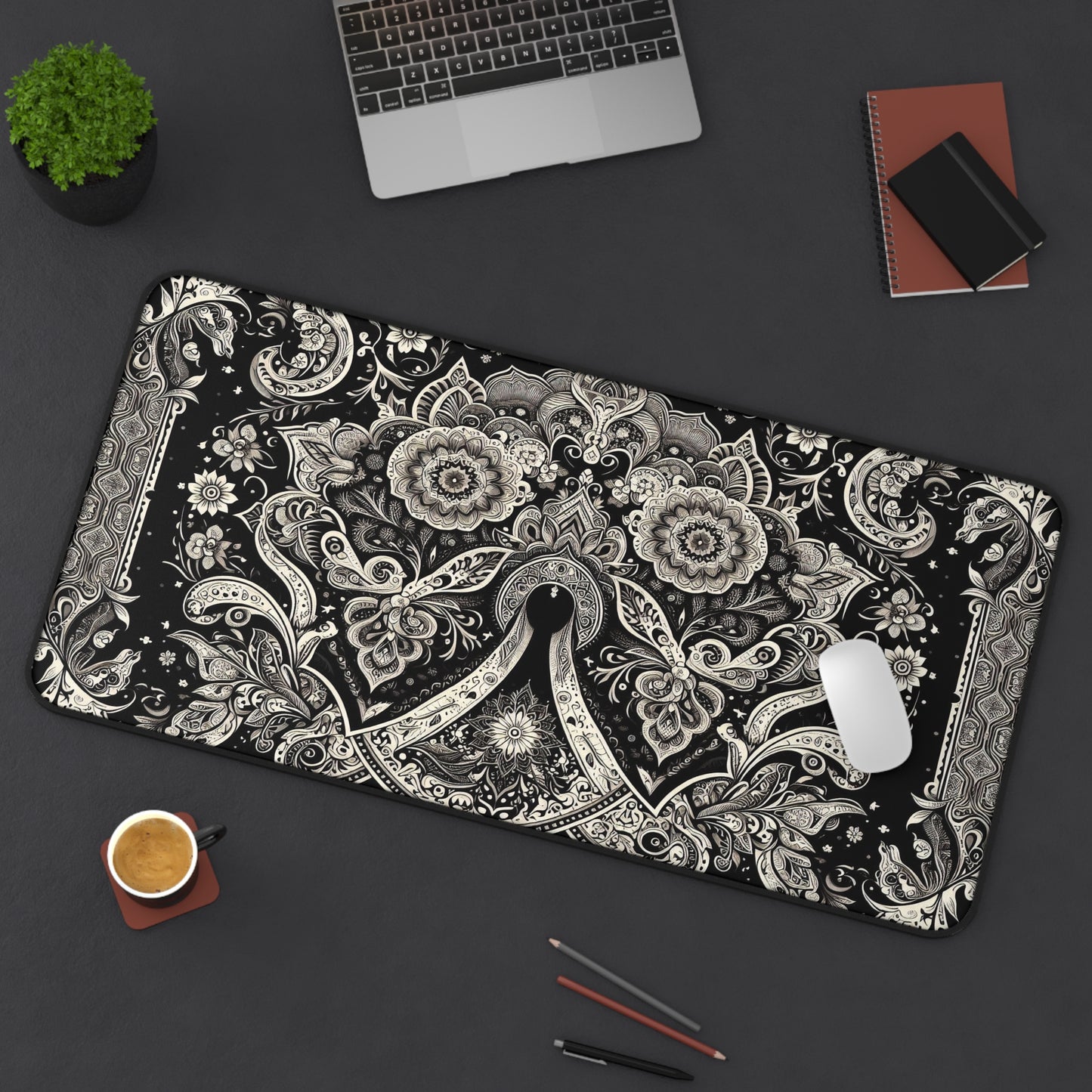 Black and Beige Pattern | Desk Mat