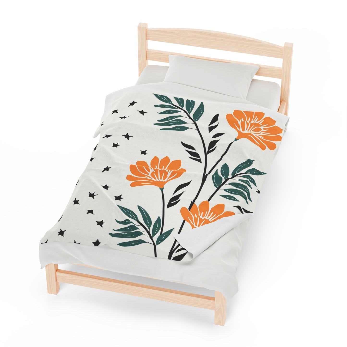 Flower And Fern Design | Velveteen Plush Blanket