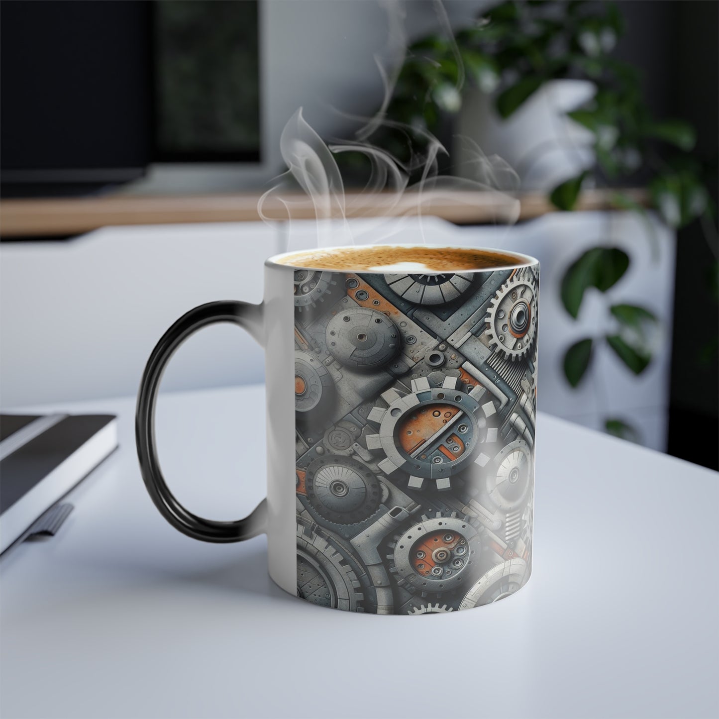 3D Gears, Cogs and Pipes | Color Morphing Mug, 11oz