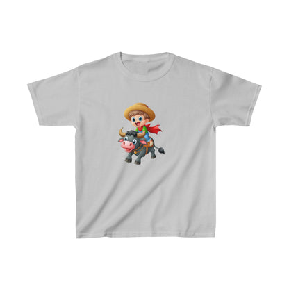 Boy ridding Buffalo | Kids Heavy Cotton™ Tee