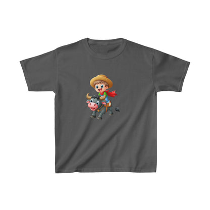 Boy ridding Buffalo | Kids Heavy Cotton™ Tee