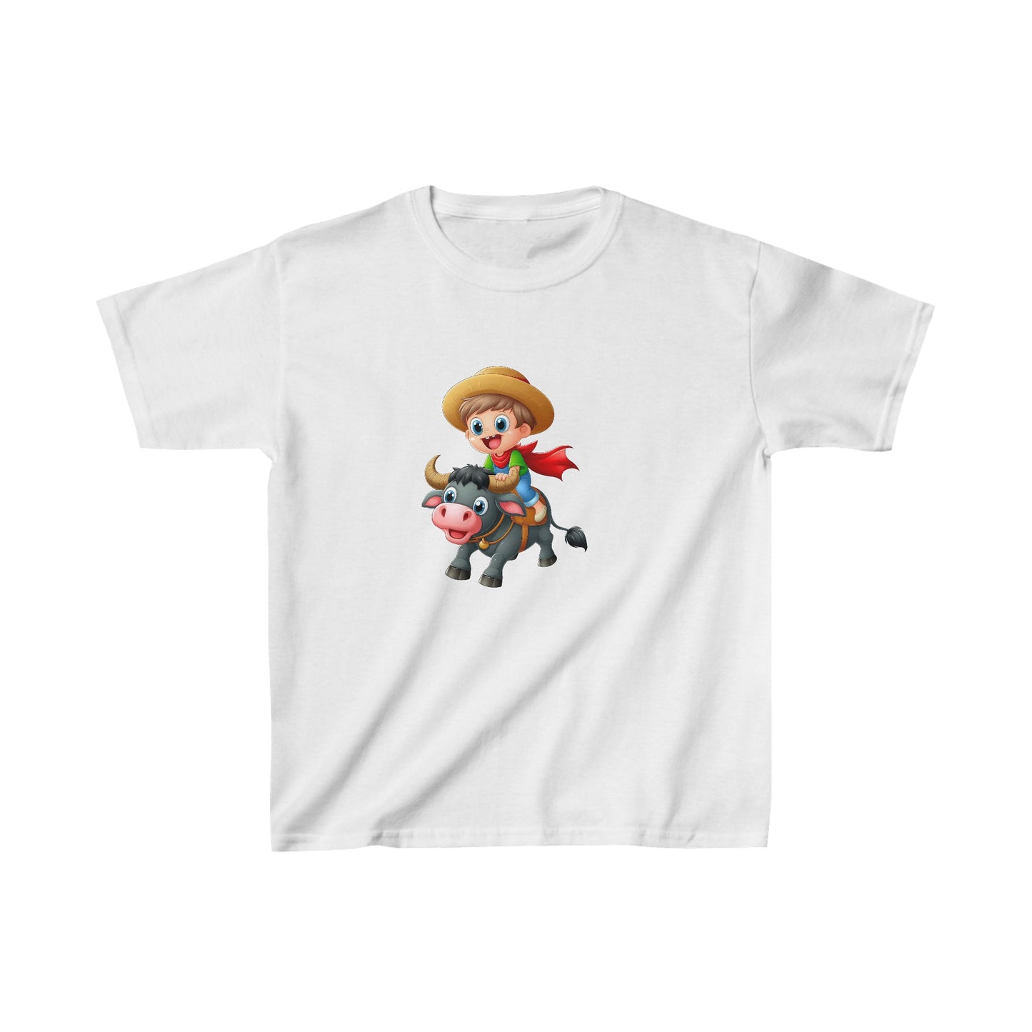 Boy ridding Buffalo | Kids Heavy Cotton™ Tee