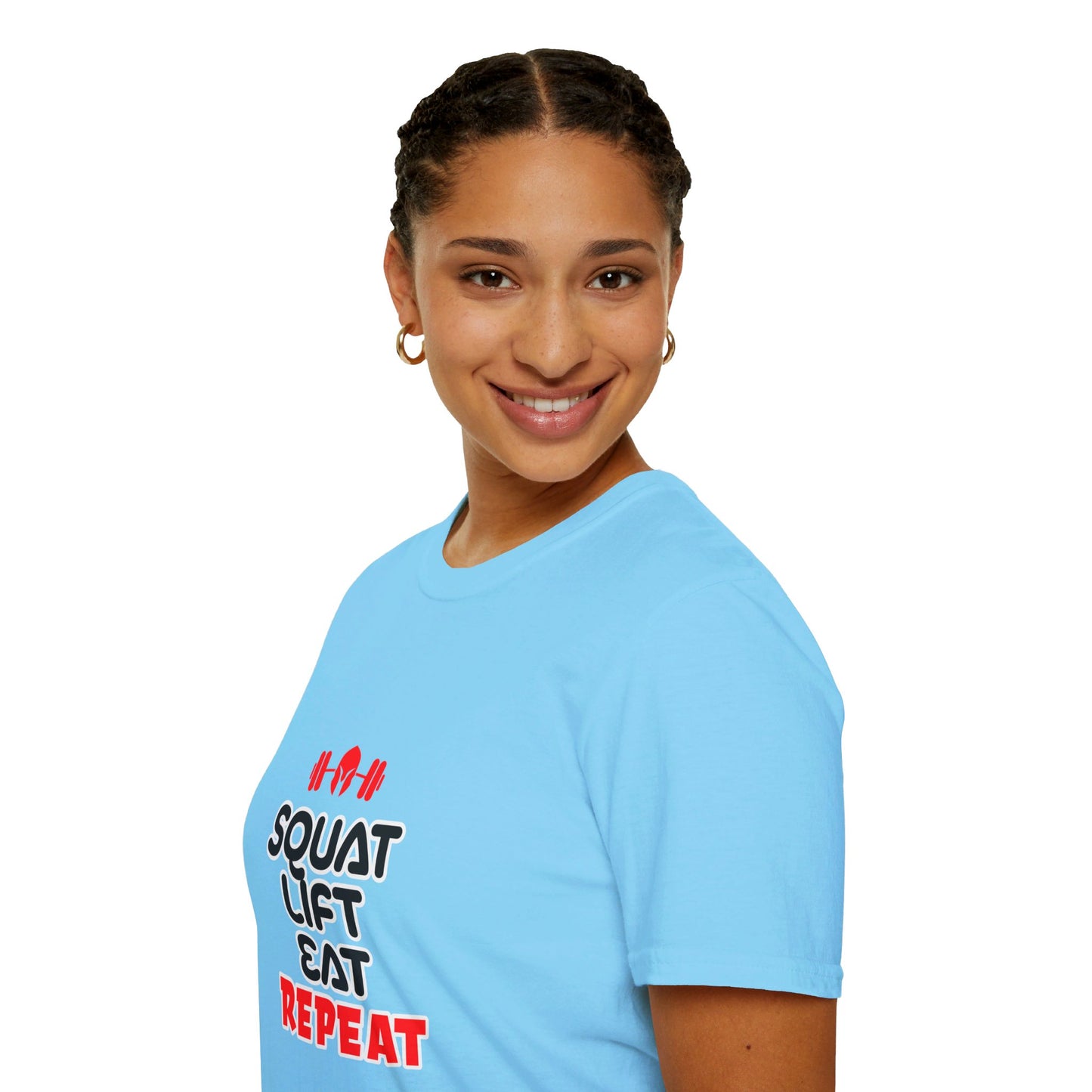 Squat Lift Eat Repeat | T-shirt doux unisexe