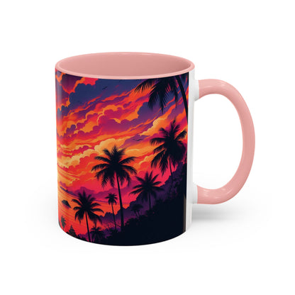 Coucher de soleil vu d'un tableau | Tasse à café Accent (11 oz)