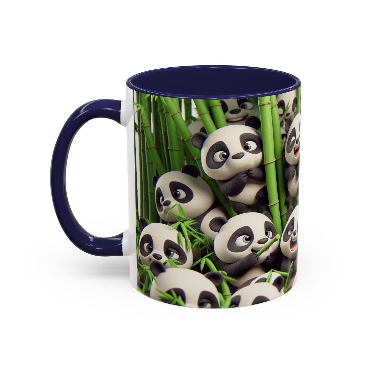 Pandas ludiques avec du bambou | Tasse à café Accent (11 oz)