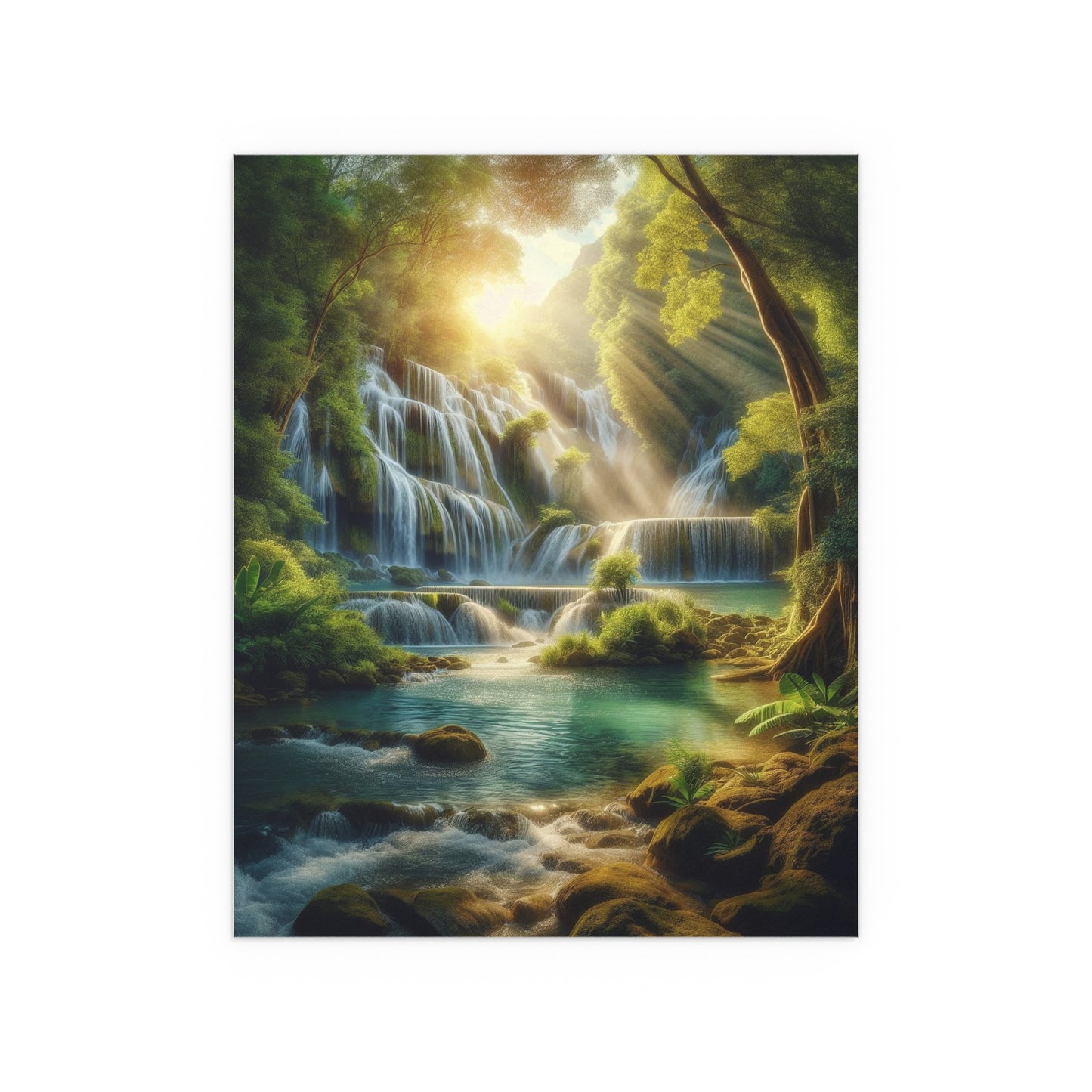 Waterfall in Forest | Indoor and Outdoor Silk Poster