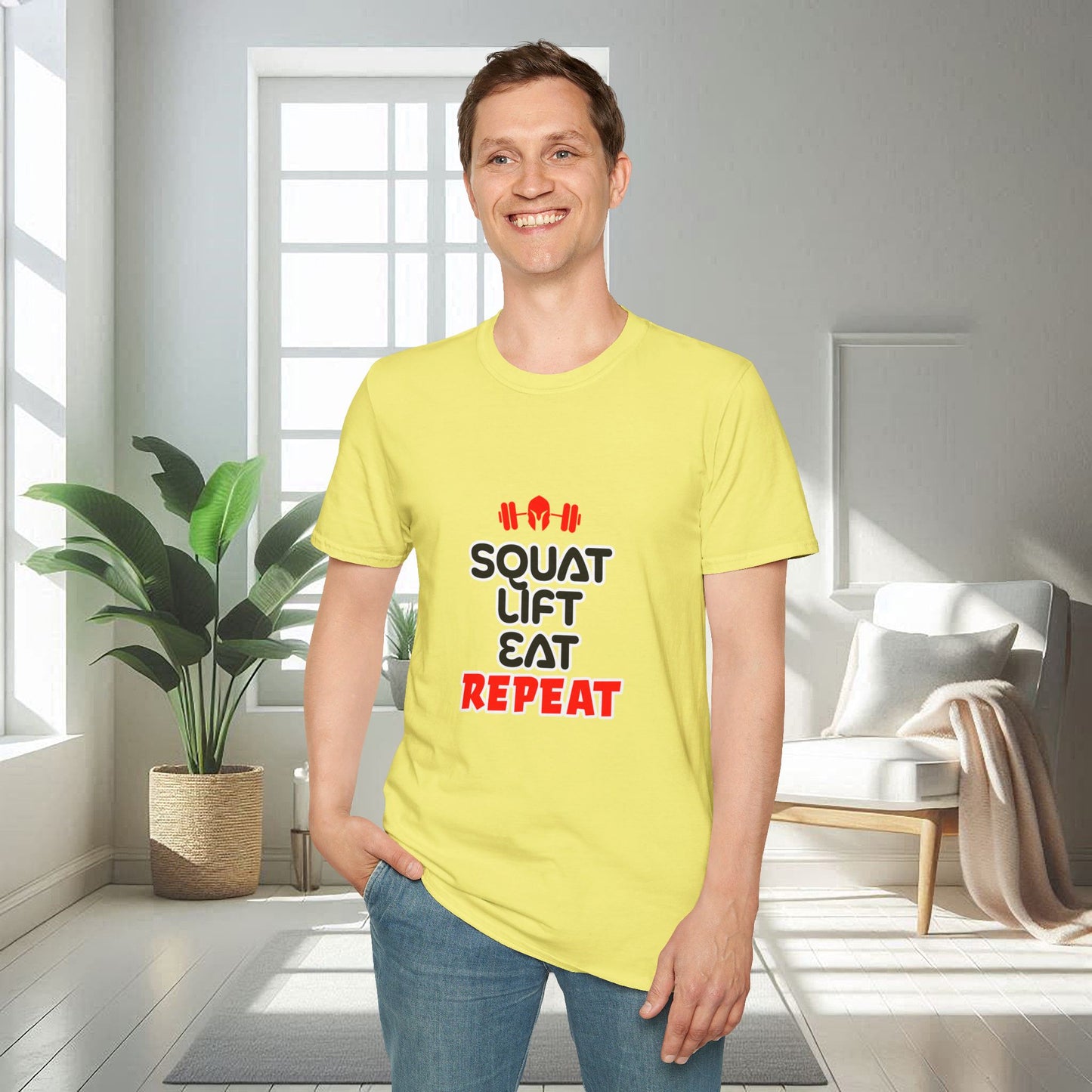 Squat Lift Eat Repeat | T-shirt doux unisexe