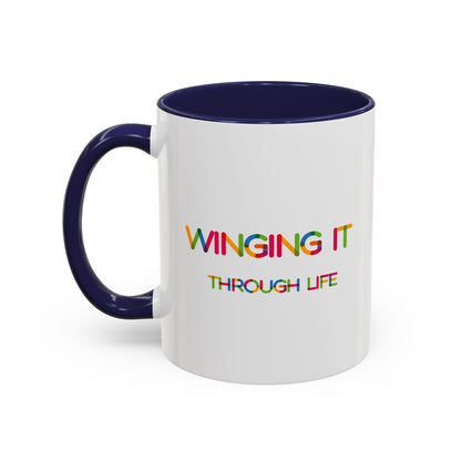 Winging it Through Life | Accent Coffee Mug (11, 15oz)