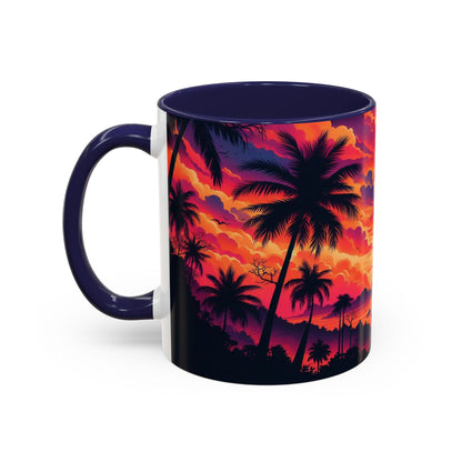 Coucher de soleil vu d'un tableau | Tasse à café Accent (11 oz)