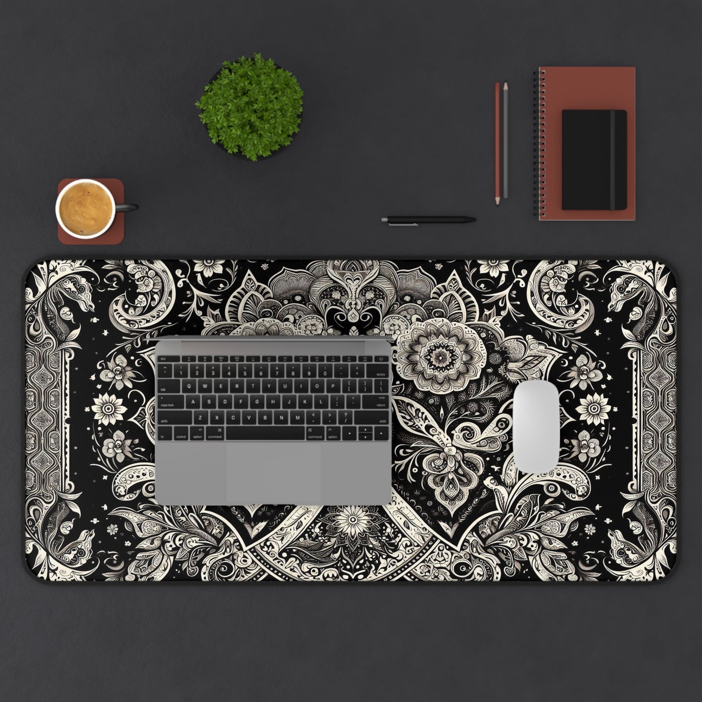 Black and Beige Pattern | Desk Mat