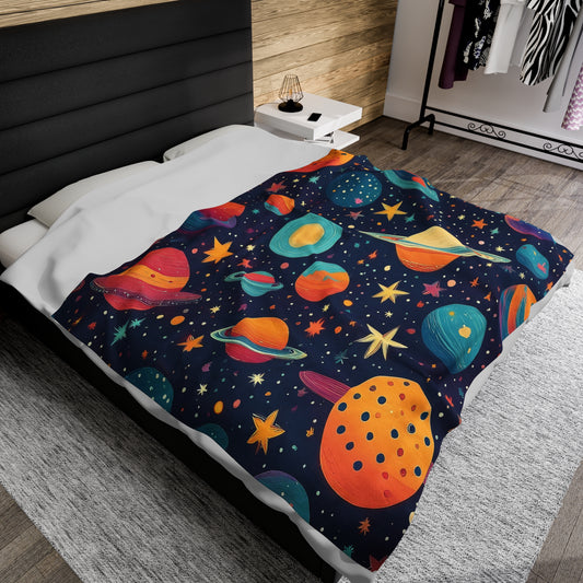 Planets And Galaxies | Kid's Velveteen Plush Blanket