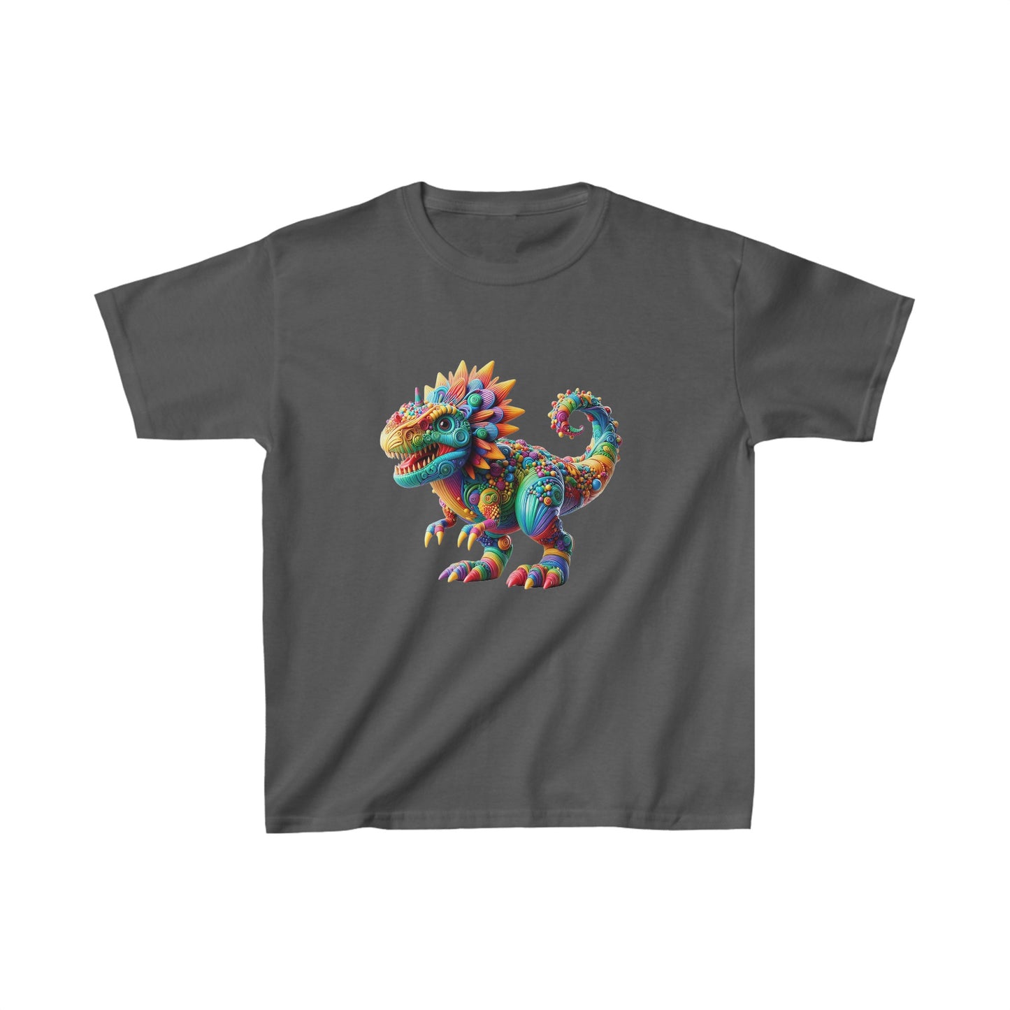 Camiseta de algodón pesado para niños con dinosaurio enojado