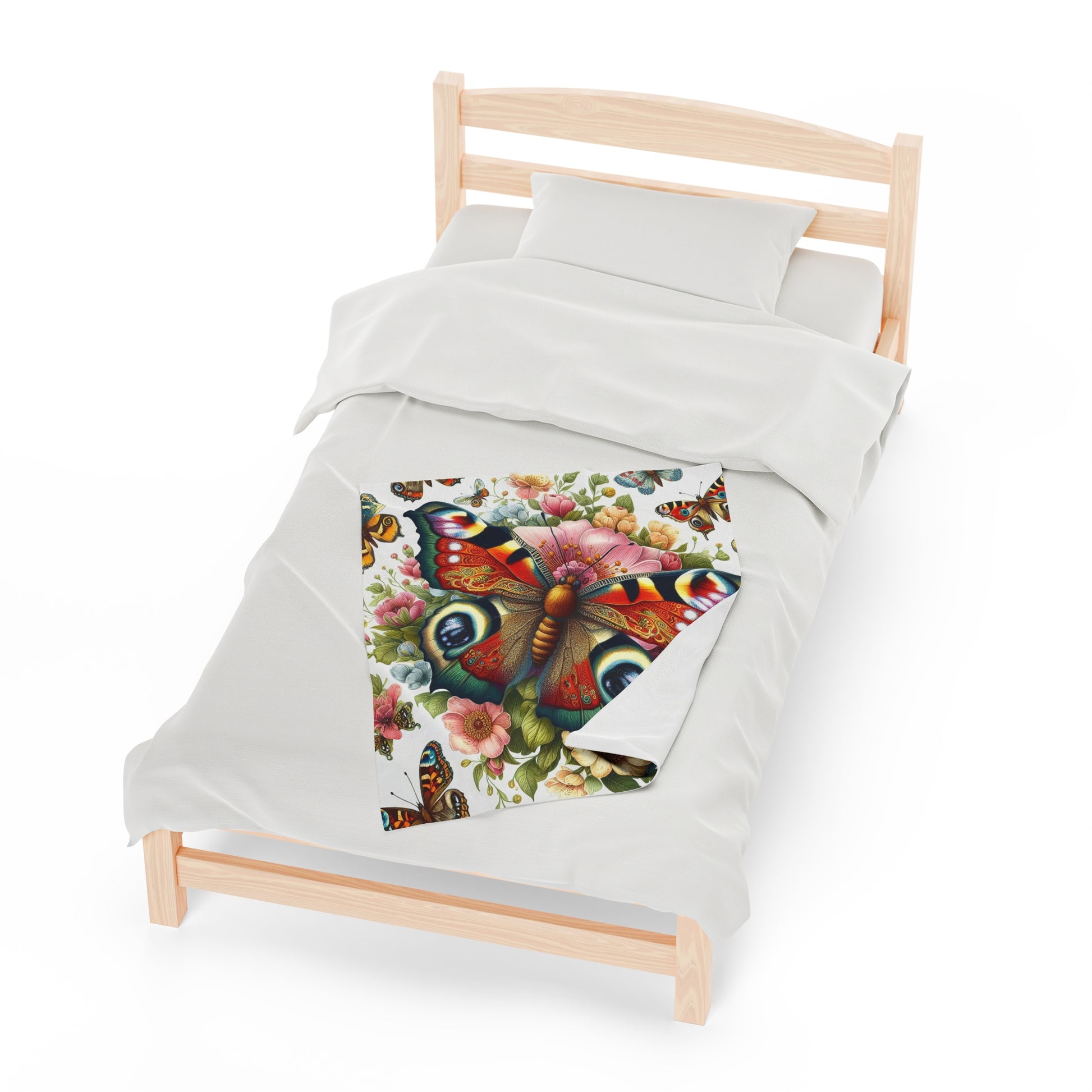 Butterfly With Multicolored Wings | Velveteen Plush Blanket