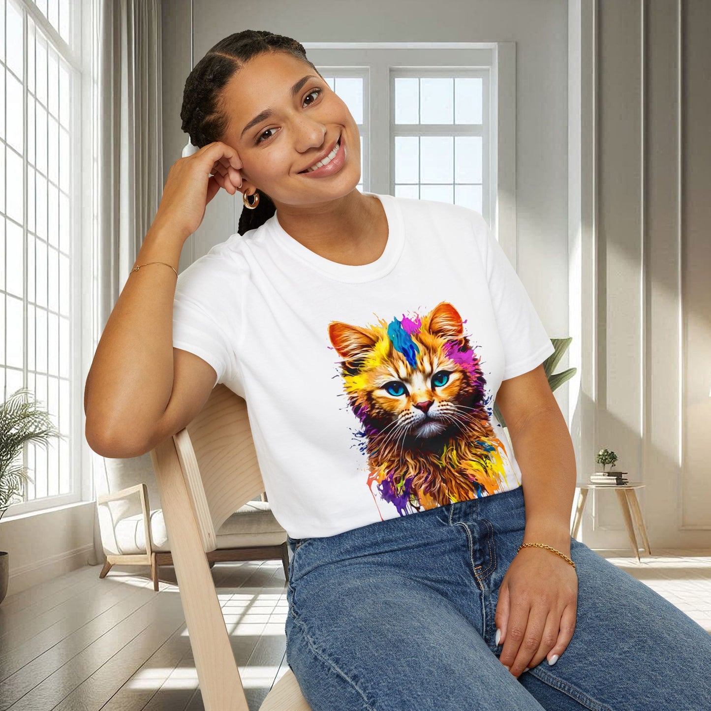 Chat vibrant | T-shirt doux unisexe