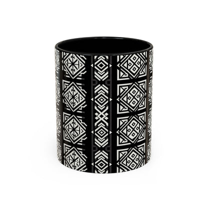 Black, White Geometric Pattern | Accent Coffee Mug (11oz)