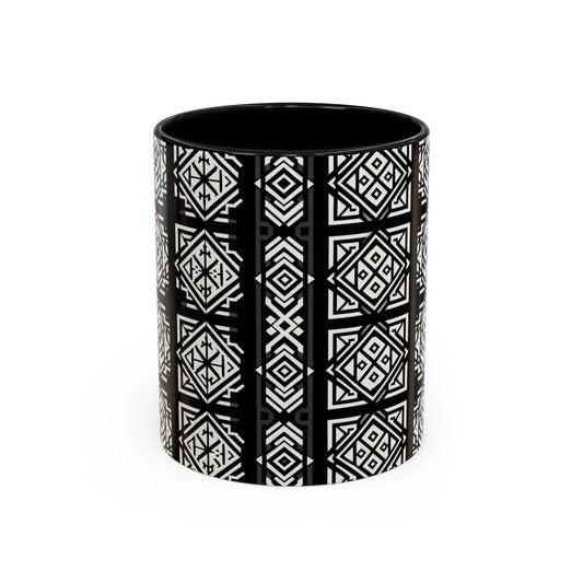 Black, White Geometric Pattern | Accent Coffee Mug (11oz)