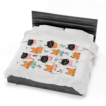 Kitty Pattern | Kid's Velveteen Plush Blanket