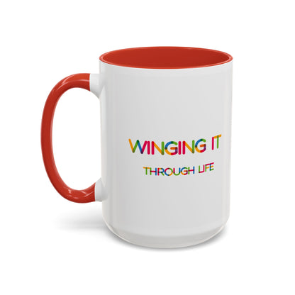 Winging it Through Life | Accent Coffee Mug (11, 15oz)