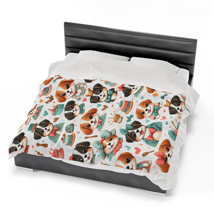 Dressed Up Puppies | Kid's Velveteen Plush Blanket