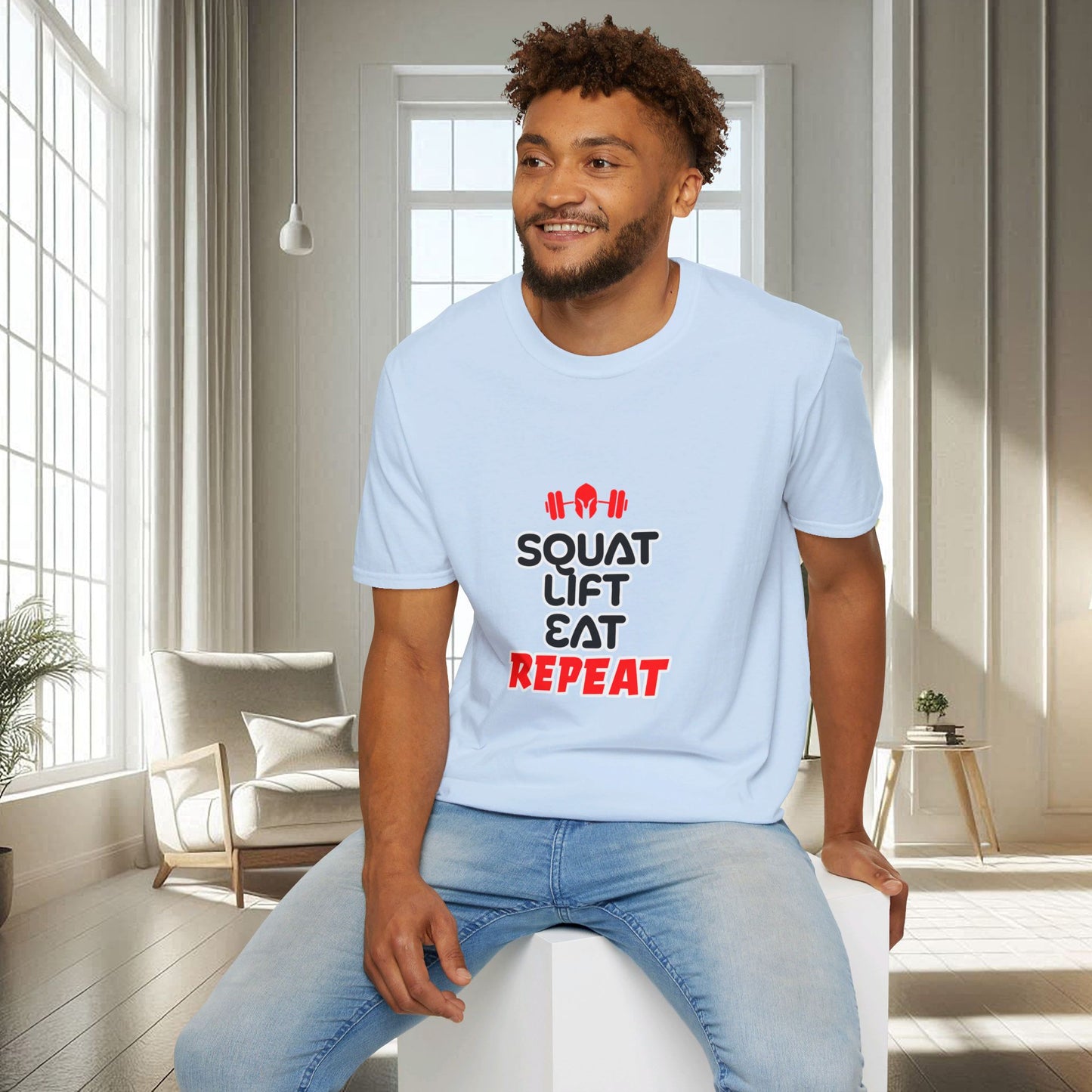 Squat Lift Eat Repeat | T-shirt doux unisexe