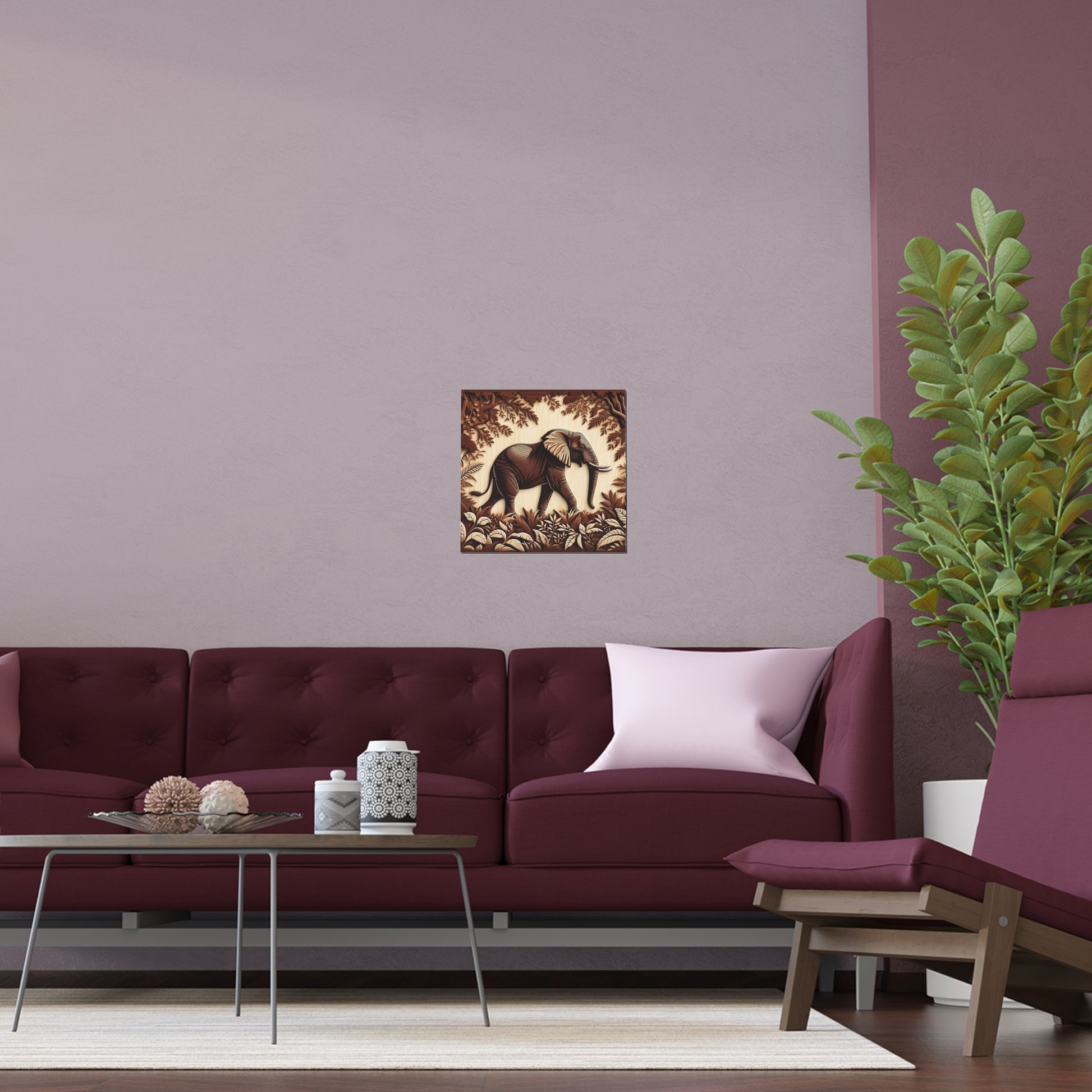 3D Effect Elephant in a Jungle | Indoor and Outdoor Silk Poster