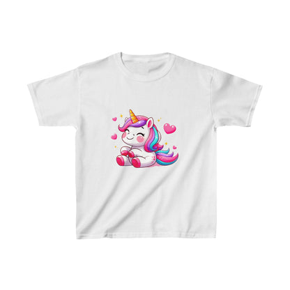 Unicornio con corazones | Camiseta de algodón pesado para niños