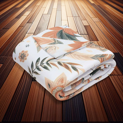 Flower, Feather And Leaves Pattern | Arctic Fleece Blanket