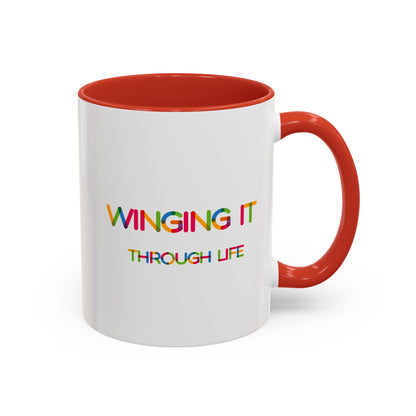 Winging it Through Life | Accent Coffee Mug (11, 15oz)