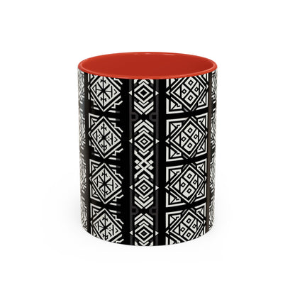 Black, White Geometric Pattern | Accent Coffee Mug (11oz)