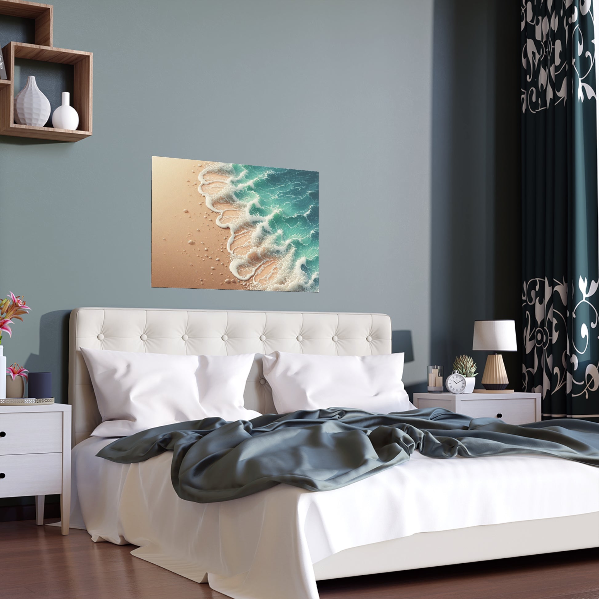 Wave Crashing a Sandy Beach | Indoor and Outdoor Silk Poster