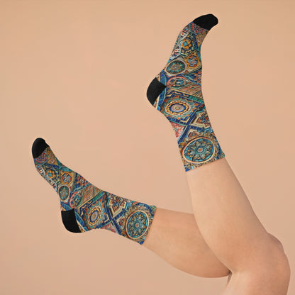 Motifs de carreaux de mosaïque | Chaussettes confortables