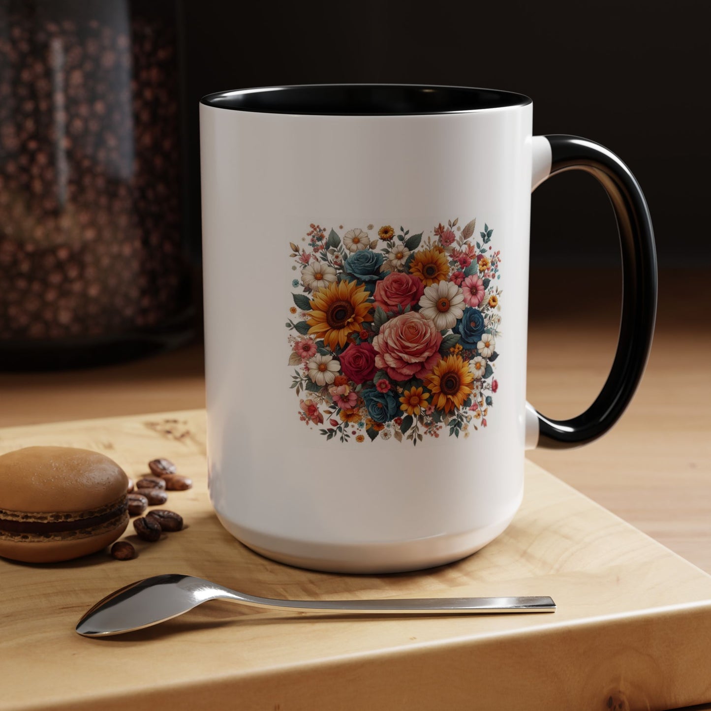 Fleurs multicolores | Tasse à café Accent (11, 15 oz)