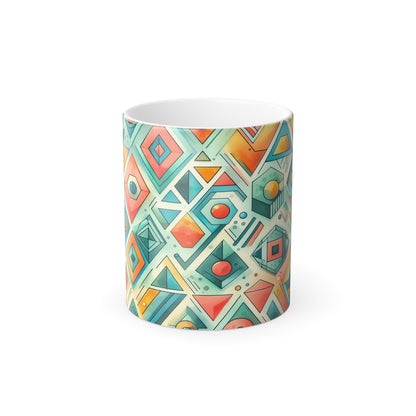 Motif géométrique abstrait | Tasse à changement de couleur, 11 oz