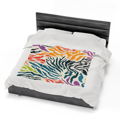 Colored Zebra Pattern | Velveteen Plush Blanket