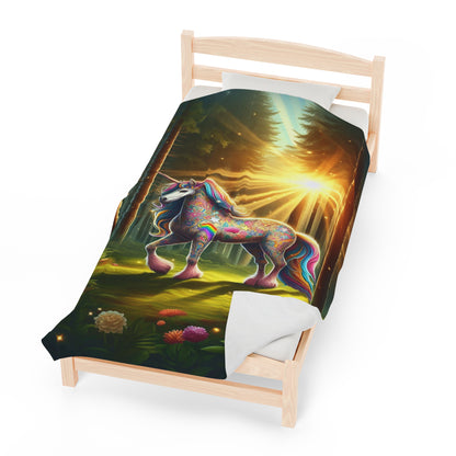 Unicorn Multicolored Body | Kid's Velveteen Plush Blanket