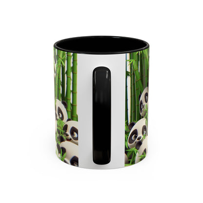 Pandas ludiques avec du bambou | Tasse à café Accent (11 oz)