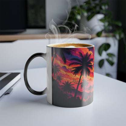 Coucher de soleil à partir d'un tableau | Tasse à changement de couleur, 11 oz