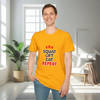 Squat Lift Eat Repeat | T-shirt doux unisexe