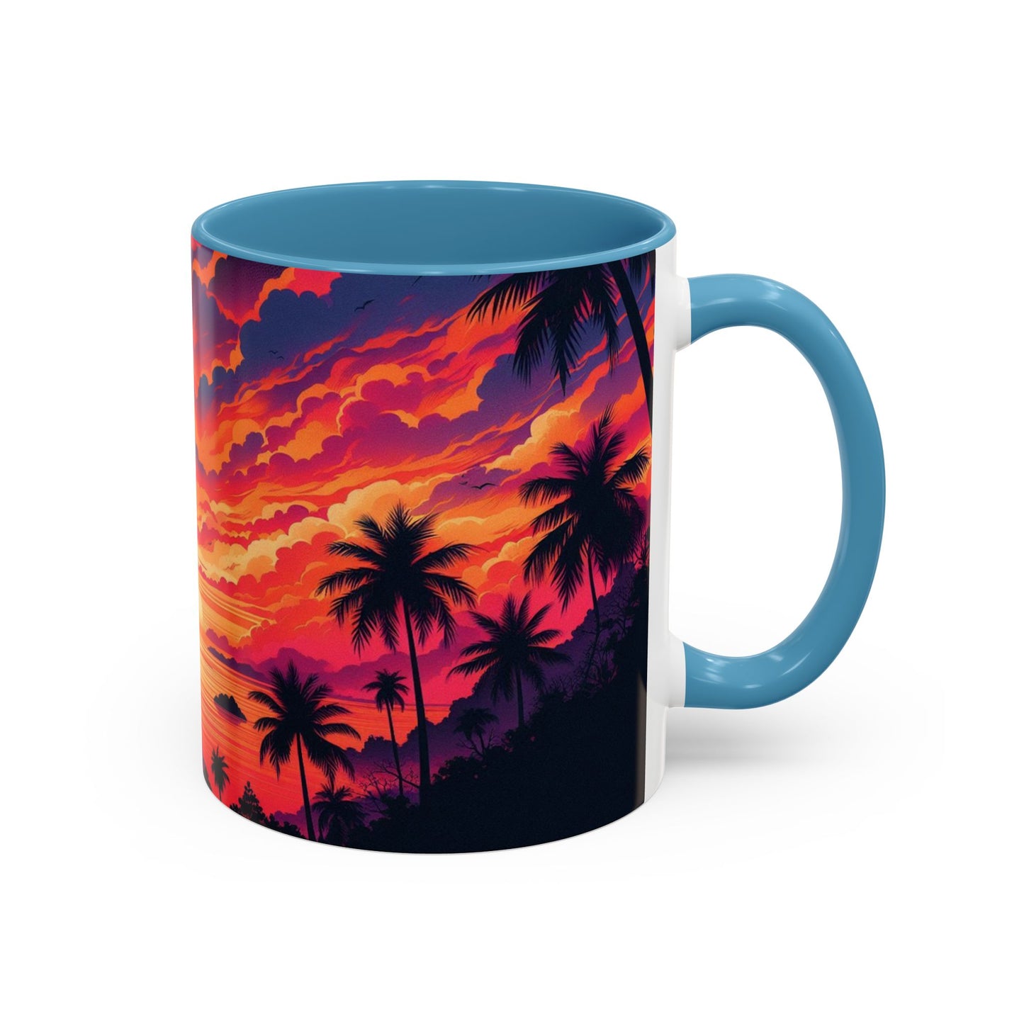 Coucher de soleil vu d'un tableau | Tasse à café Accent (11 oz)