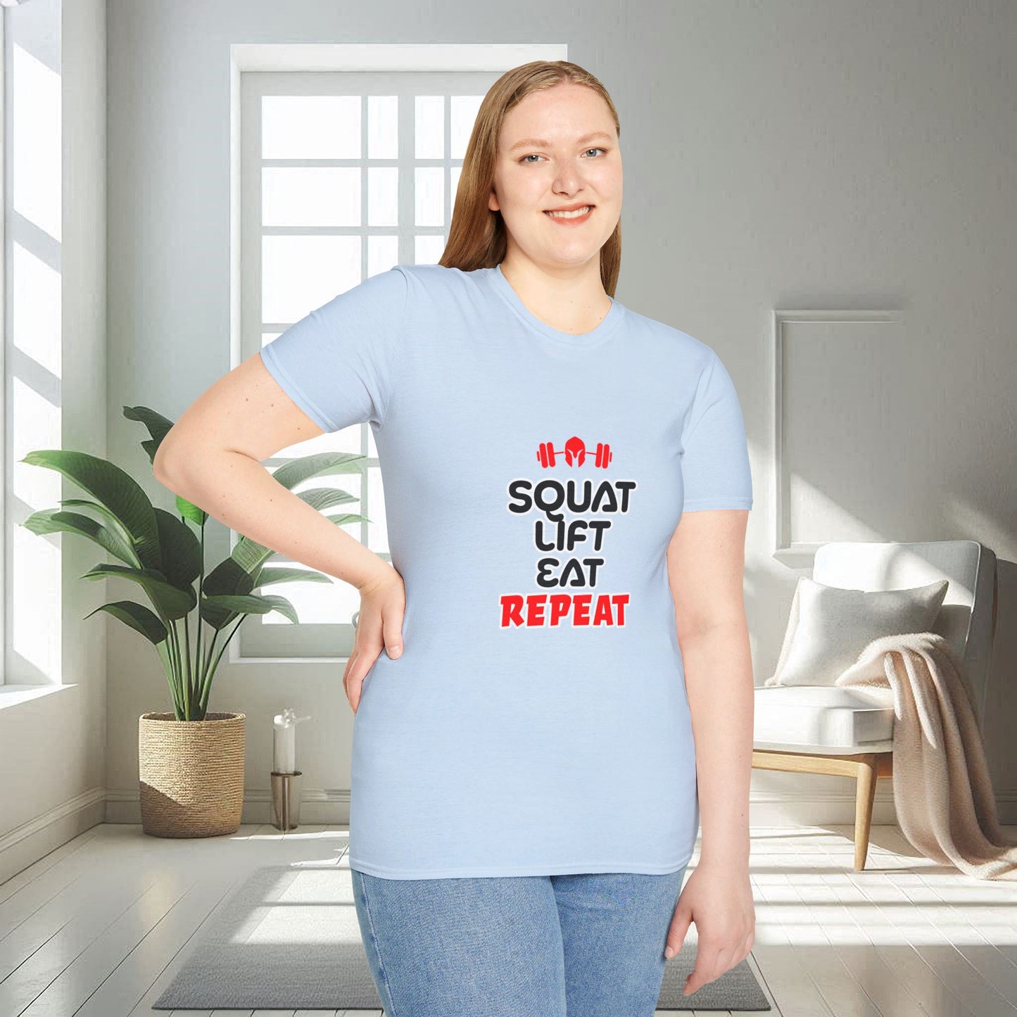 Squat Lift Eat Repeat | T-shirt doux unisexe