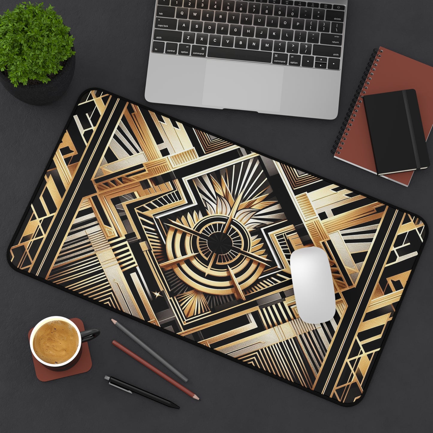 Geometric Gold Pattern | Desk Mat