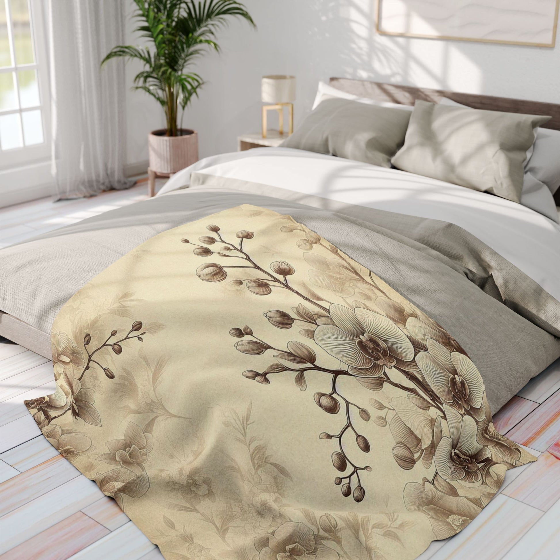 Blooming Waterfall Orchids | Arctic Fleece Blanket