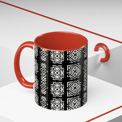 Black, White Geometric Pattern | Accent Coffee Mug (11oz)