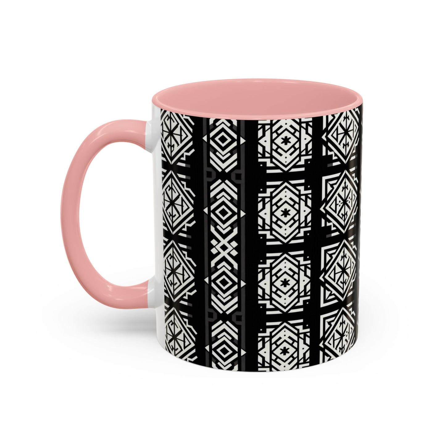 Black, White Geometric Pattern | Accent Coffee Mug (11oz)