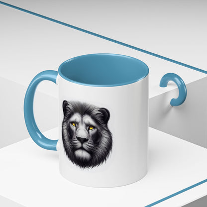 Lion Face with Golden Eyes | Accent Coffee Mug (11, 15oz)