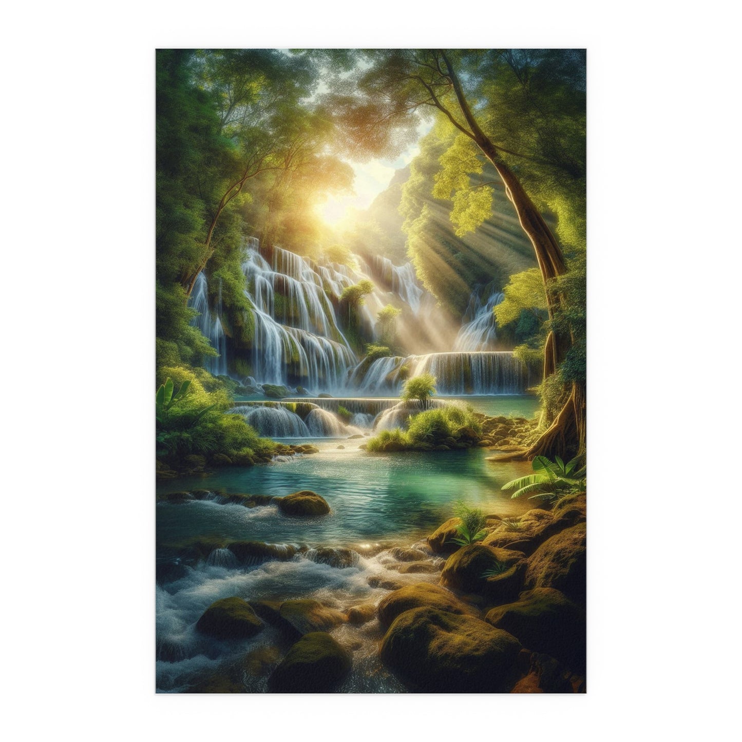 Waterfall in Forest | Indoor and Outdoor Silk Poster