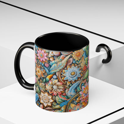 Floral Pattern | Accent Coffee Mug (11oz)