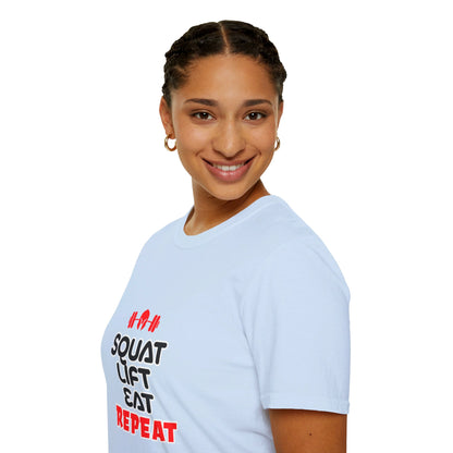 Squat Lift Eat Repeat | T-shirt doux unisexe