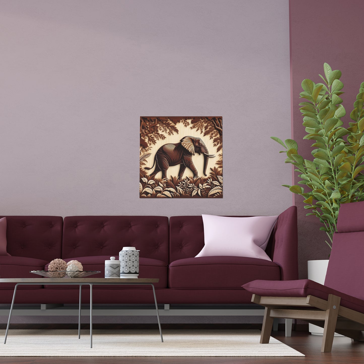 3D Effect Elephant in a Jungle | Indoor and Outdoor Silk Poster