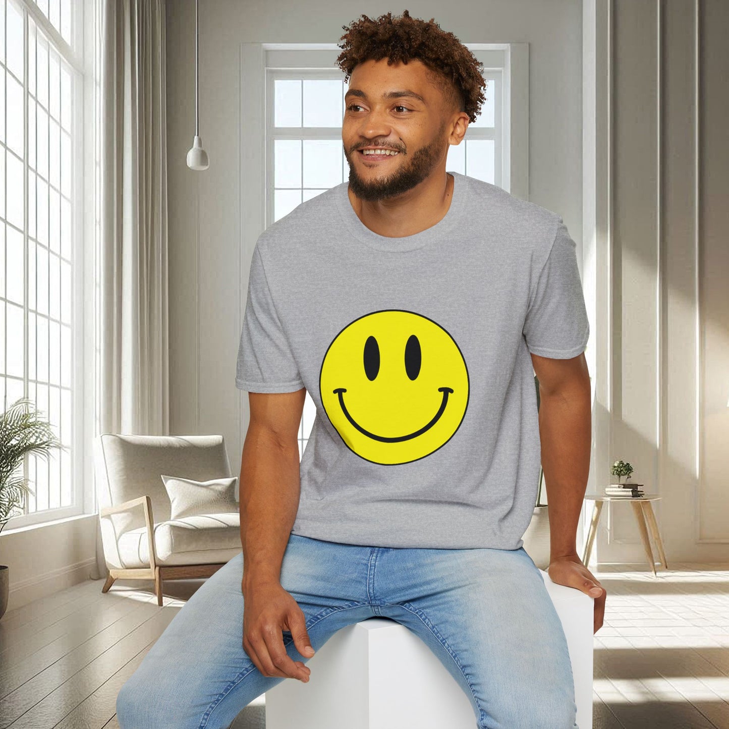 T-shirt unisexe doux avec émoticône souriante